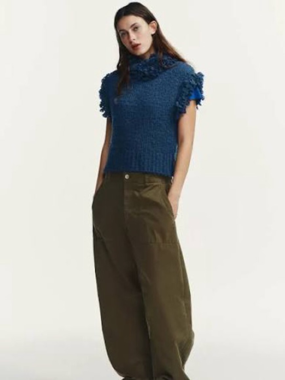 ✨NWT✨ ZARA Fringed Knit Jumper Vest in Blue - Large